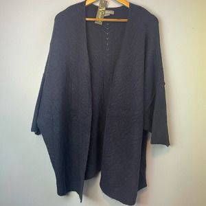 NWT! Natural Reflections Coco Open Navy Blue Cardigan L
